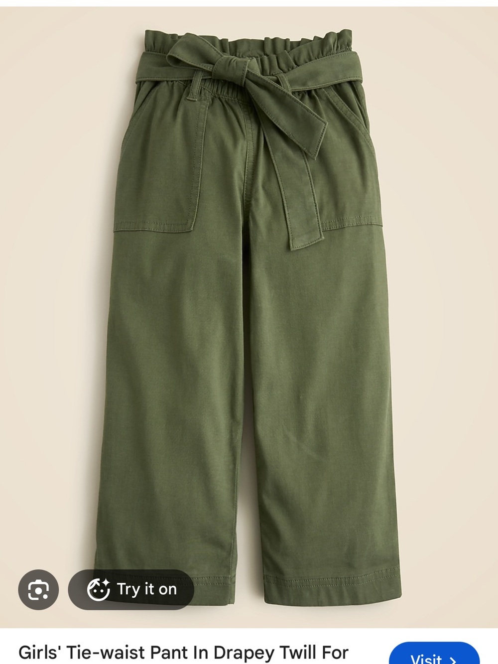 J Crew/Crewcuts army green pant sz 12